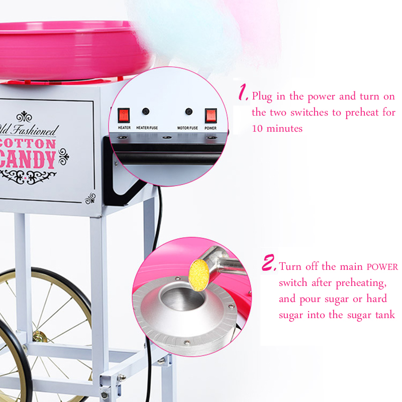 Commercial Cotton Candy Machine Cart - آلة حلوى القطن عالية الطاقة التجارية