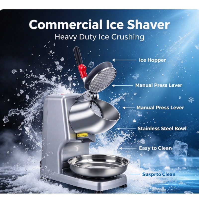 آلة تكسير الثلج التجارية، ماكي - مراجعة Snow Cone Shaved Ice Machine وسعره