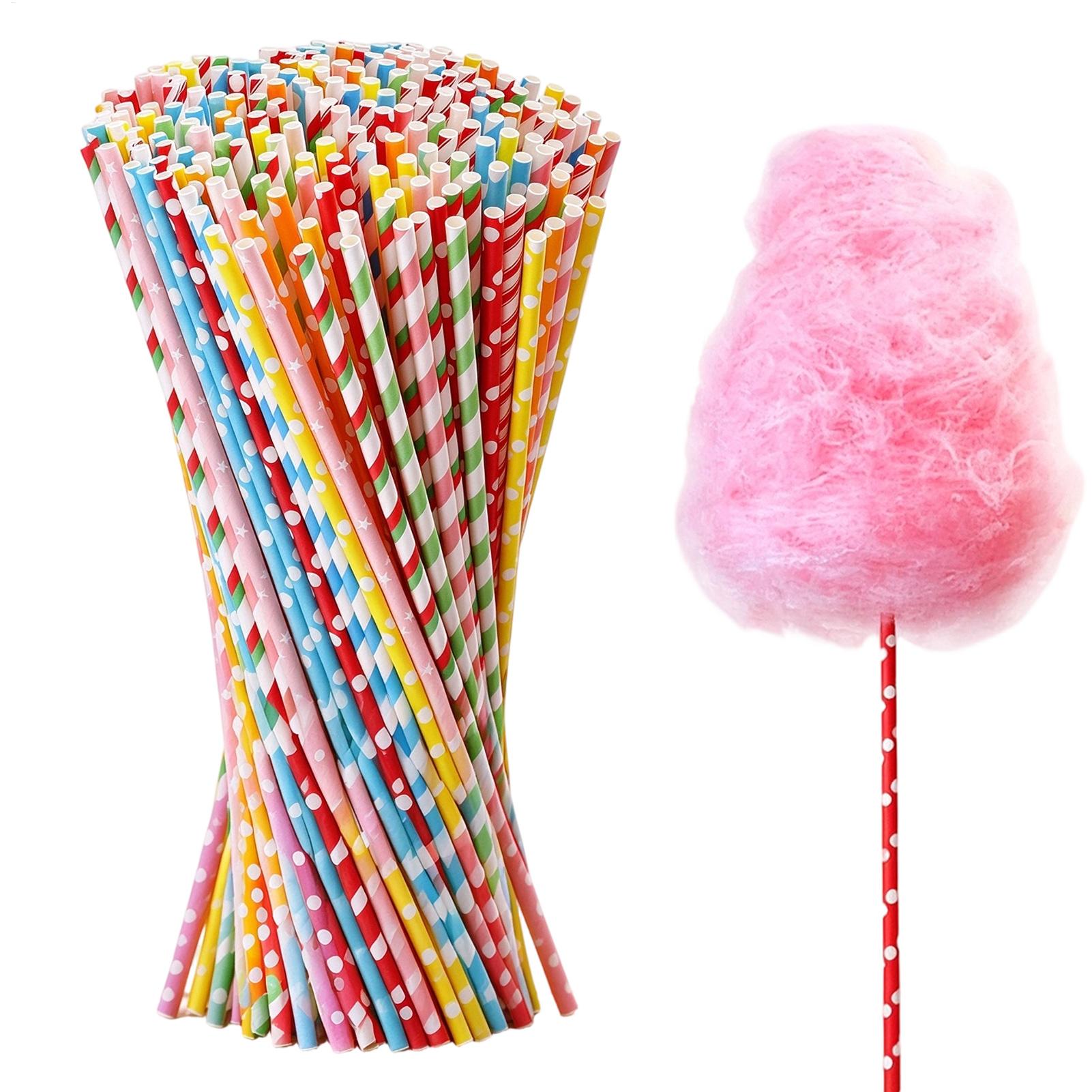 100 قطعة من أعواد ورقية متعددة - مراجعة Cotton Candy Cones Paper Sticks وسعره