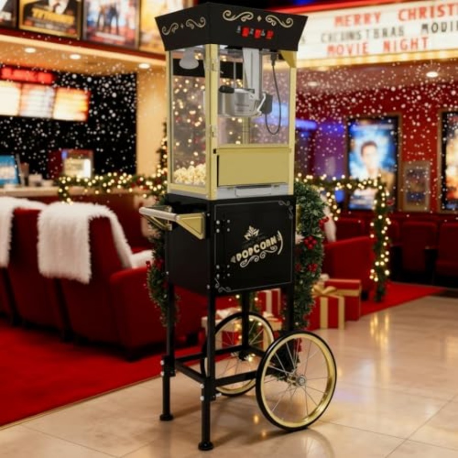 آلة صنع الفشار مع عربة، صانعة  - مراجعة Popcorn Machine Cart Vintage Style وسعره