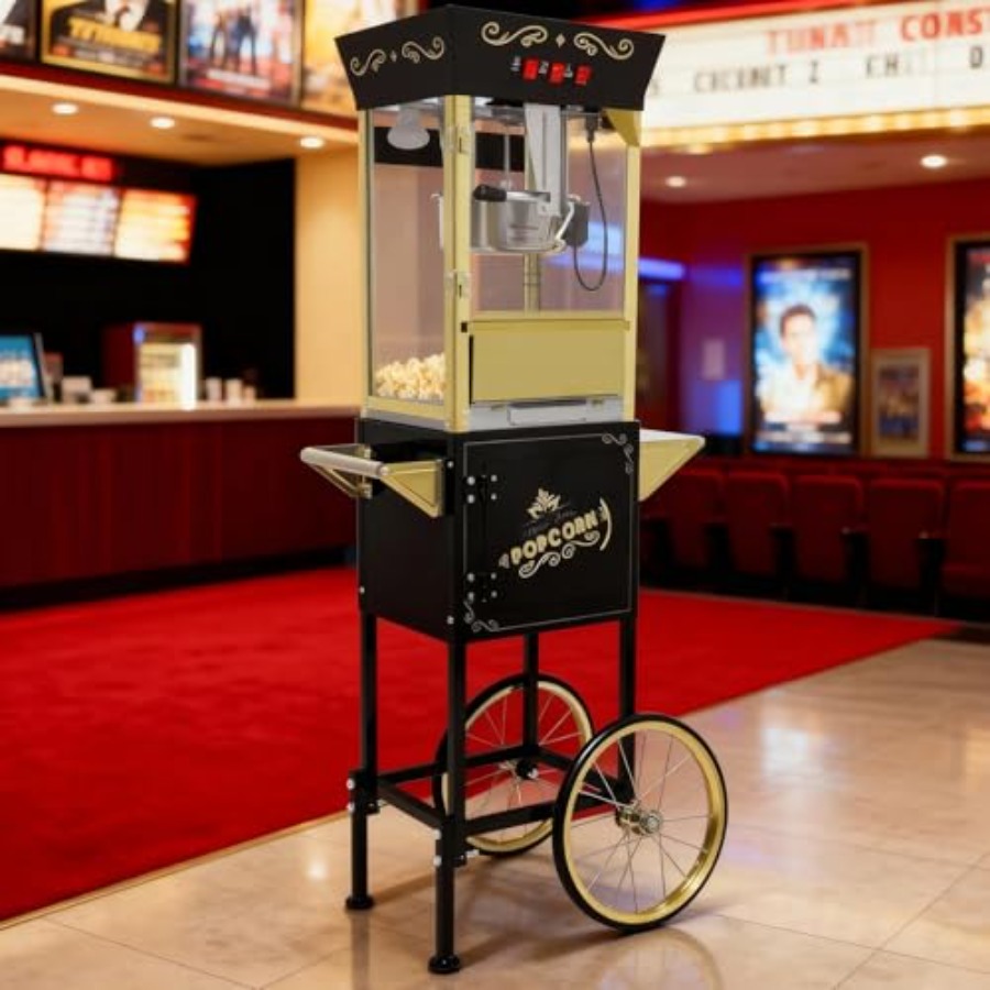 آلة صنع الفشار مع عربة، صانعة  - مراجعة Popcorn Machine Cart Vintage Style وسعره