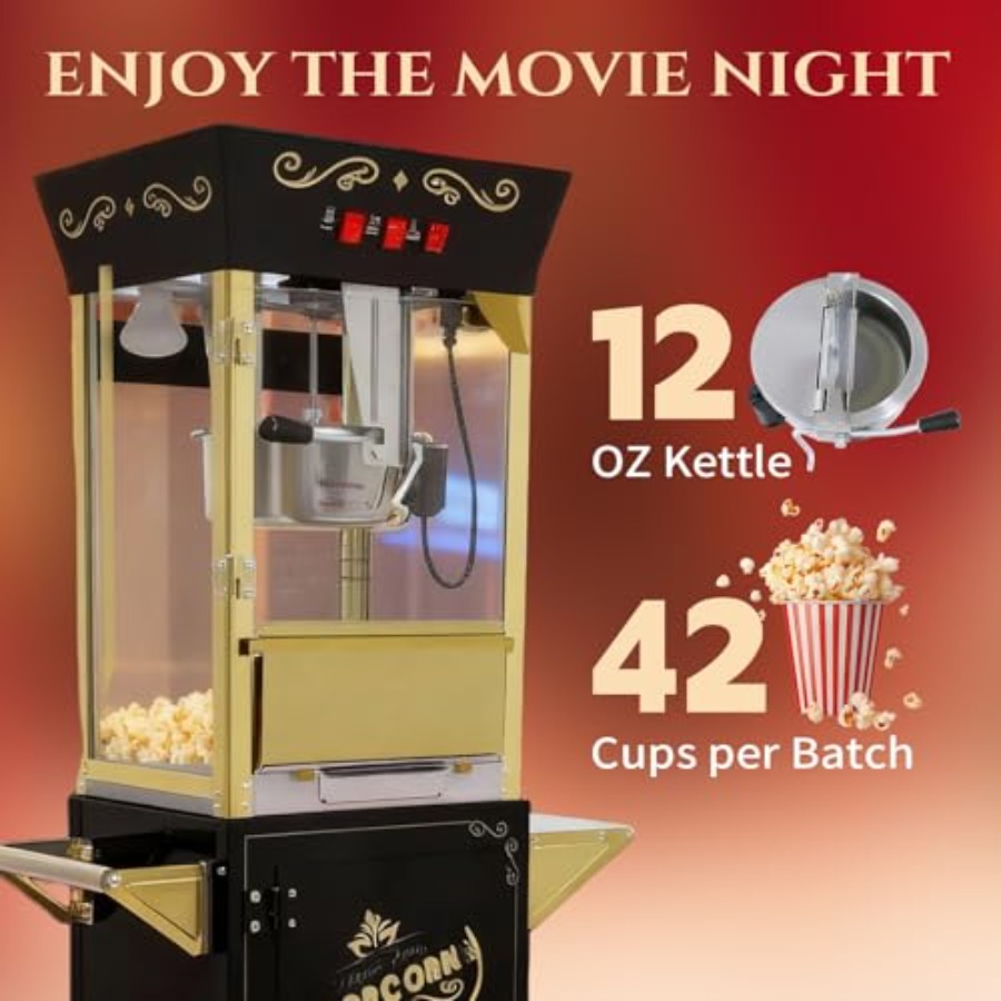 آلة صنع الفشار مع عربة، صانعة  - مراجعة Popcorn Machine Cart Vintage Style وسعره