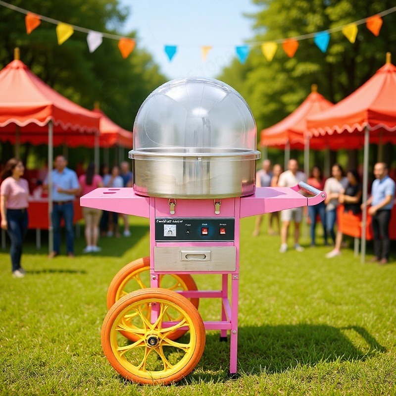 عربة متنقلة لبيع غزل البنات مز - مراجعة Commercial Cotton Candy Machine Cart وسعره